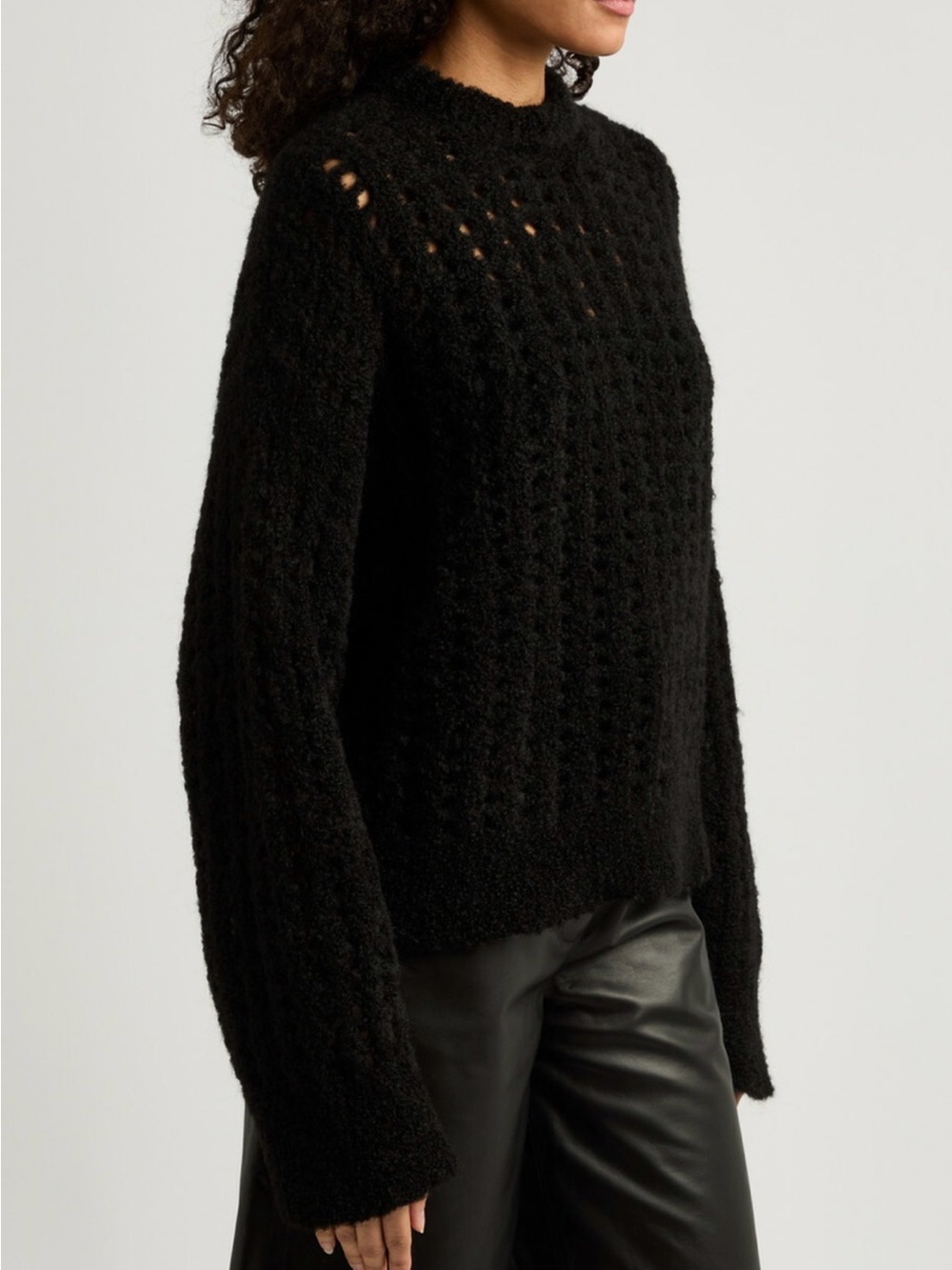 Citizens of Humanity Ailani Black Alpaca Blend Open-Knit Sweater size S Casual